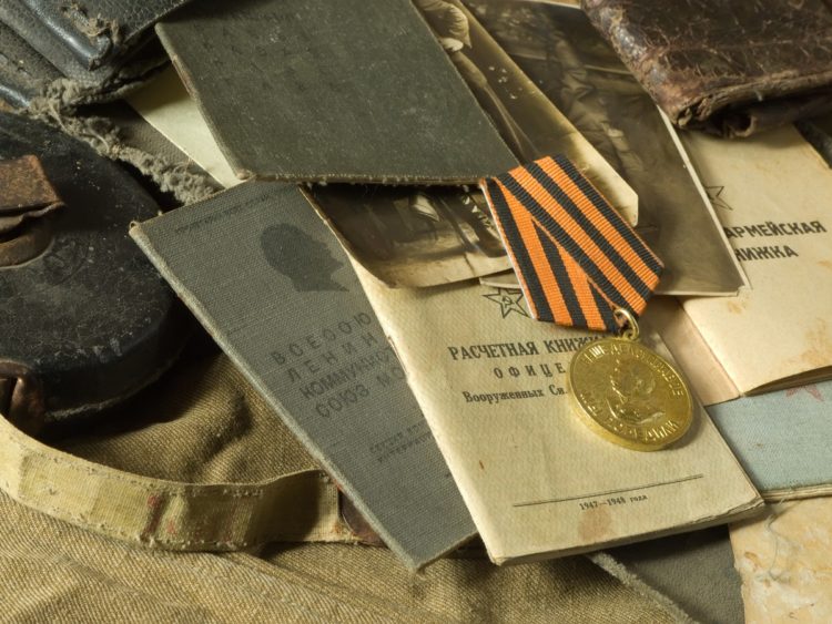 Old army bag and antiques army documents